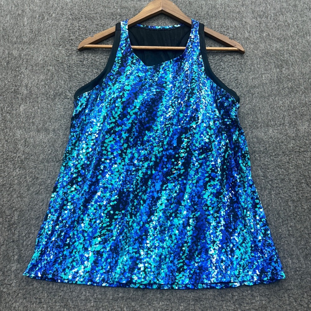 Swim365 Swimsuits For All Tankini Top Sz 16 Padded Racerback Blue Bathing